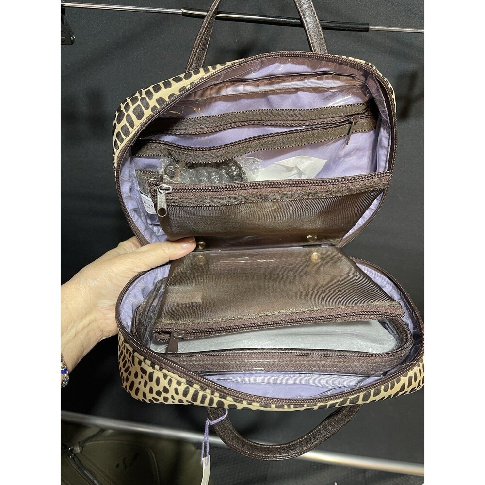 Stephanie Johnson Leopard Print Cosmetic Travel Case | Makeup Organizer Bag NWT - Picture 4 of 6